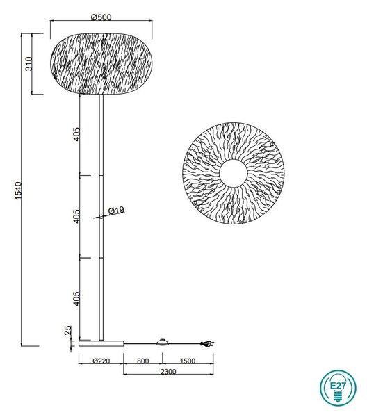 Φωτιστικό Δαπέδου RL Lighting Furry R41581001 Λευκό Βελούδο