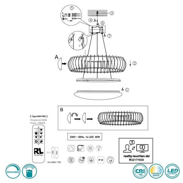 Φωτιστικό Κρεμαστό RL Lighting Monte R32171930 Φυσικό Ξύλο