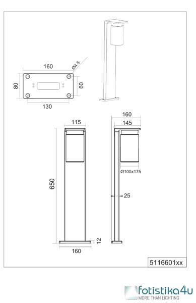 Φωτιστικό Κολόνα/Κολωνάκι Trio Lighting ARDILA 511660135 Απομίμηση Ξύλου (Wood Imitation)