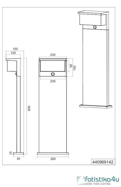 Φωτιστικό Κολόνα/Κολωνάκι Trio Lighting NESTOS 440969142 Ανθρακί (Anthracite) 3000K