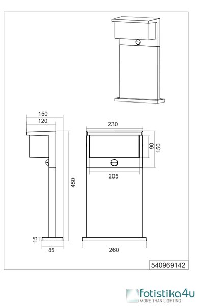 Φωτιστικό Κολόνα/Κολωνάκι Trio Lighting NESTOS 540969142 Ανθρακί (Anthracite) 3000K