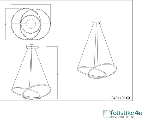 Φωτιστικό Κρεμαστό Trio Lighting DARVIN 349119131 Λευκό Ματ (White Mat) 2300+3000+4000K
