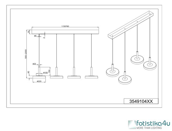 Φωτιστικό Κρεμαστό Trio Lighting CELESTE 354910465 Καφετί (Coffee) 3000K