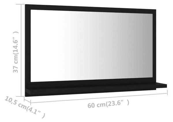 Καθρέφτης Μπάνιου Μαύρος 60 x 10,5 x 37 εκ. Επεξ. Ξύλο - Μαύρο