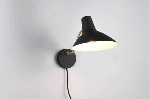 Φωτιστικό Επίτοιχο Trio Lighting TRAVELLER 263470180 Μαύρο Ματ (Black Mat) και Χρυσό Χρώμα (Gold Coloured)