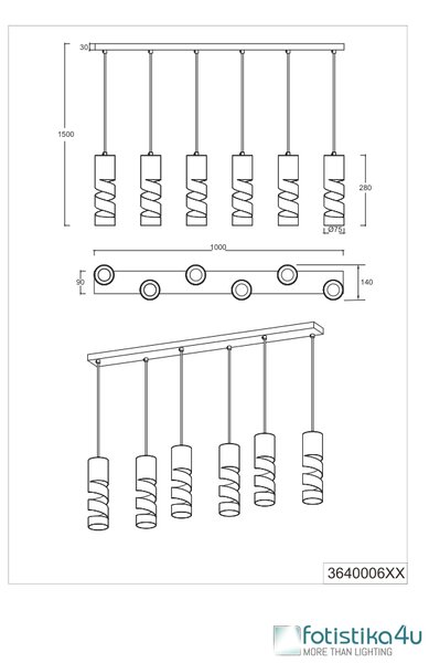 Φωτιστικό Κρεμαστό Trio Lighting STREAM 364000631 Λευκό Ματ (White Mat)