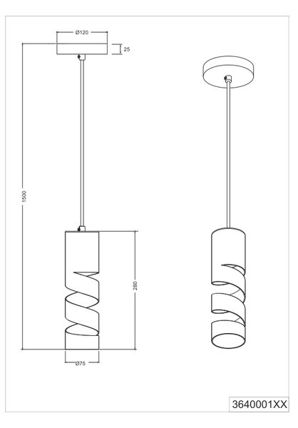 Φωτιστικό Κρεμαστό Trio Lighting STREAM 364000165 Καφετί (Coffee)