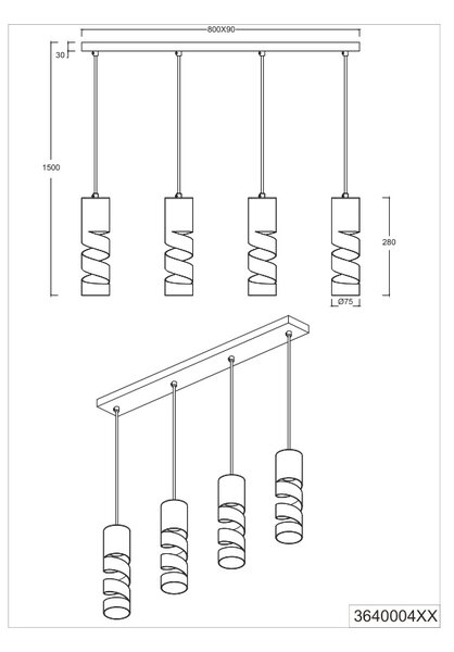 Φωτιστικό Κρεμαστό Trio Lighting STREAM 364000417 Πολύχρωμο (Multicolor)