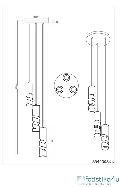 Φωτιστικό Κρεμαστό Trio Lighting STREAM 364030331 Λευκό Ματ (White Mat)