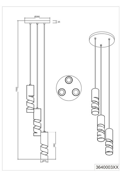 Φωτιστικό Κρεμαστό Trio Lighting STREAM 364030331 Λευκό Ματ (White Mat)