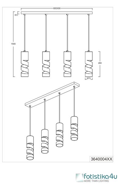 Φωτιστικό Κρεμαστό Trio Lighting STREAM 364000431 Λευκό Ματ (White Mat)