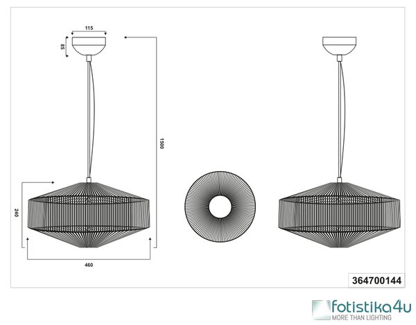 Φωτιστικό Κρεμαστό Trio Lighting SVEA 364700144 Μπεζ/Κρεμ (Beige/Creme)