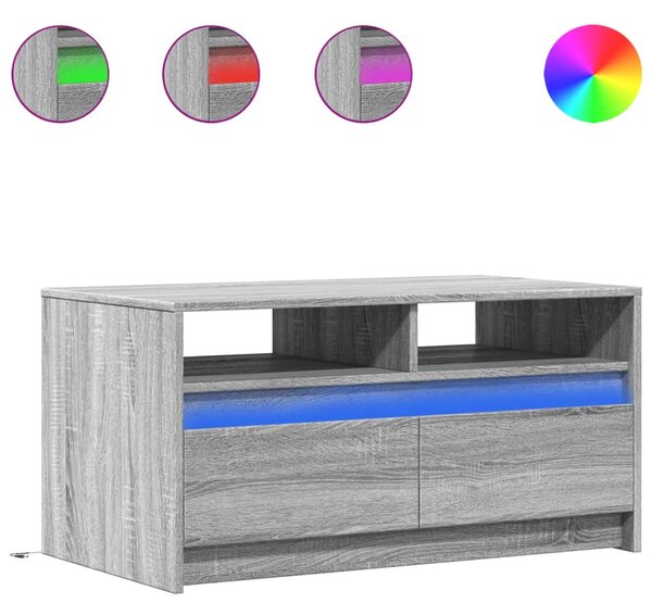 VidaXL Τραπεζάκι Σαλονιού με Φώτα LED Γκρι Sonoma Επεξ. Ξύλο