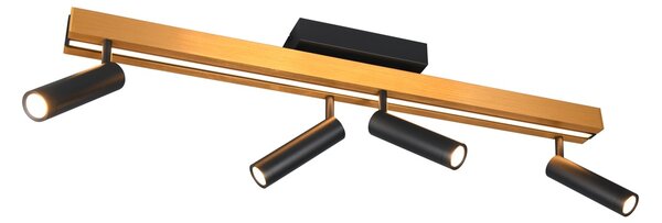 Φωτιστικό Οροφής Trio Lighting ZENO 648310580 Μαύρο Ματ (Black Mat) και Χρυσό Χρώμα (Gold Coloured) 2700 - 6500K