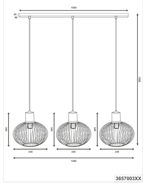 Φωτιστικό Κρεμαστό Trio Lighting GILA 365700366 Μπεζ της άμμου (Beige Sandy)