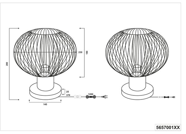 Φωτιστικό Επιτραπέζιο Trio Lighting GILA 565700132 Μαύρο Ματ (Black Mat)