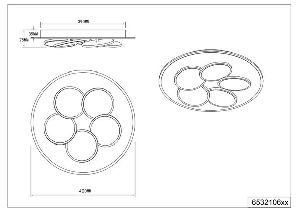 Φωτιστικό Οροφής Trio Lighting MANDALA 653210676 Γκρι (Grey) 2700 - 6500K