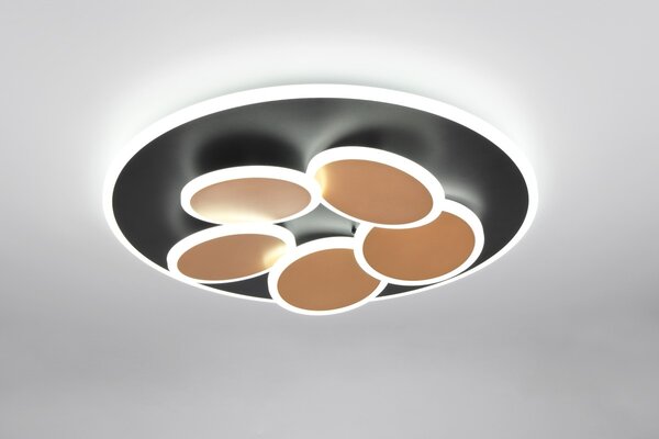 Φωτιστικό Οροφής Trio Lighting MANDALA 653210680 Μαύρο Ματ (Black Mat) και Χρυσό Χρώμα (Gold Coloured) 2700 - 6500K