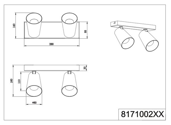Φωτιστικό Σποτ Trio Lighting SHARP 817100232 Μαύρο Ματ (Black Mat)