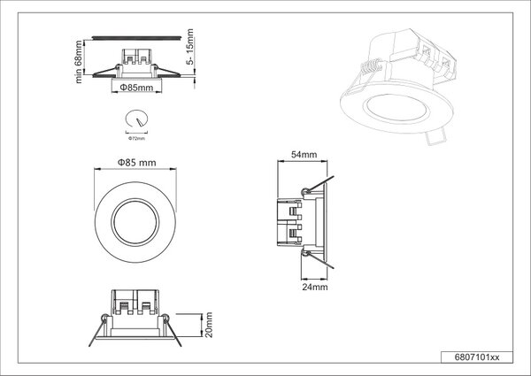 Φωτιστικό Χωνευτό Trio Lighting ZENIA 680710131 Λευκό Ματ (White Mat) 3000K