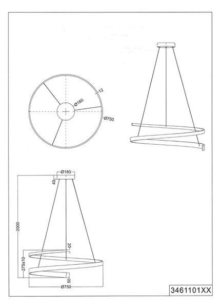 Φωτιστικό Κρεμαστό Cinque CINARDI 346110107 Νίκελ ματ (Nickel Mat- Satin) 2000 - 4000K