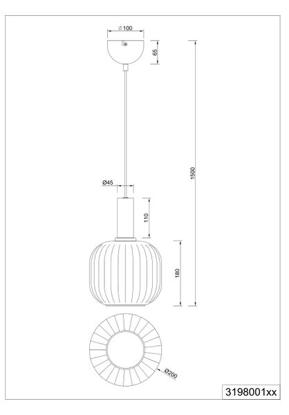 Φωτιστικό Κρεμαστό Trio Lighting DIVA 319800132 Μαύρο Ματ (Black Mat)