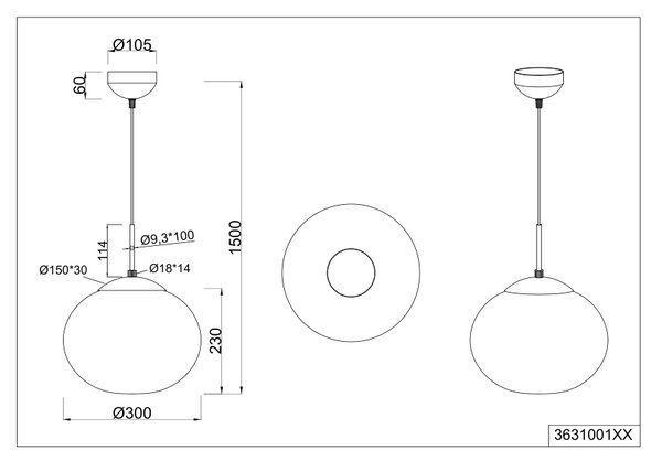 Φωτιστικό Κρεμαστό Trio Lighting FOMENTO 363100108 Ορειχαλκωμένο Ματ (Brass Mat)