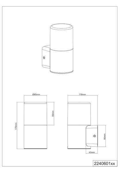 Φωτιστικό Επίτοιχο Trio Lighting HOOSIC 224060132 Μαύρο Ματ (Black Mat)