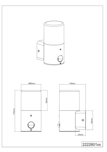 Φωτιστικό Επίτοιχο Trio Lighting HOOSIC 222260132 Μαύρο Ματ (Black Mat)