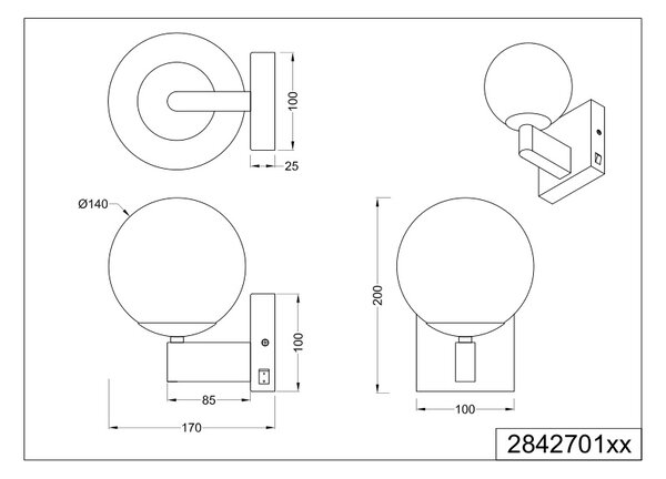 Φωτιστικό Επίτοιχο Trio Lighting KULA 284270106 Χρώμιο (Chrome)