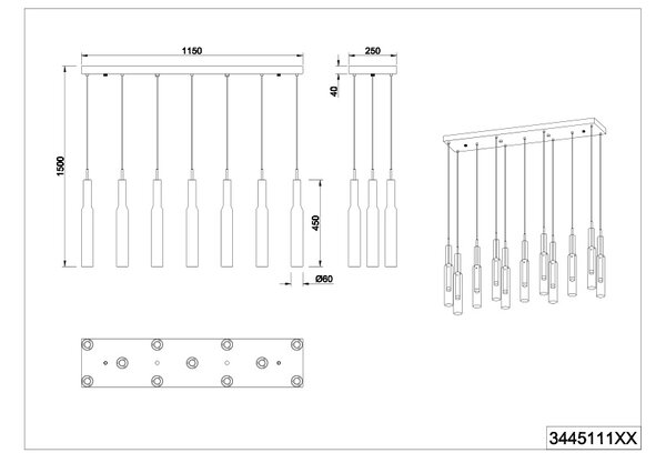 Φωτιστικό Κρεμαστό Trio Lighting LUCENT 344511120 Νίκελ Μαύρο (Black Nickel) 2300+3000+4000K