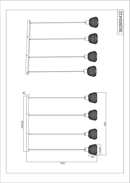 Φωτιστικό Κρεμαστό Trio Lighting TARIFA 362800432 Μαύρο Ματ (Black Mat)