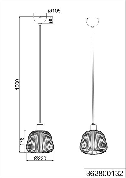 Φωτιστικό Κρεμαστό Trio Lighting TARIFA 362800132 Μαύρο Ματ (Black Mat)