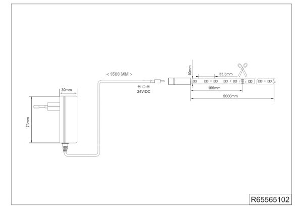 Ταινία Led Reality Lighting -RL CHIP R65563102 Μαύρο Ματ (Black Mat) 3000 - 6500K 3μέτρα