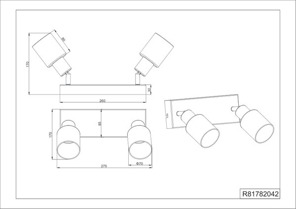 Φωτιστικό Σποτ Reality Lighting -RL CADIZ R81782042 Ανθρακί (Anthracite)