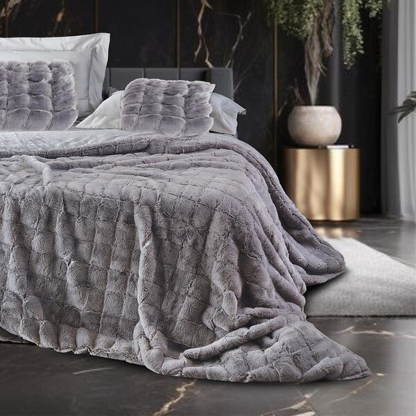 Κουβερτοπάπλωμα King Size (240x260) Makis Tselios Fur Light Grey