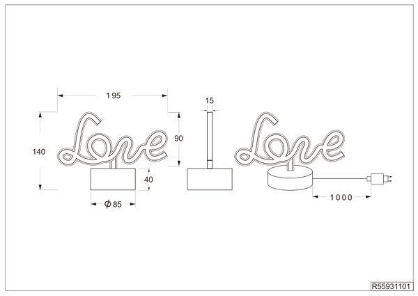 Φωτιστικό Επιτραπέζιο Reality Lighting -RL AMOR R55931101 Λευκό (White)