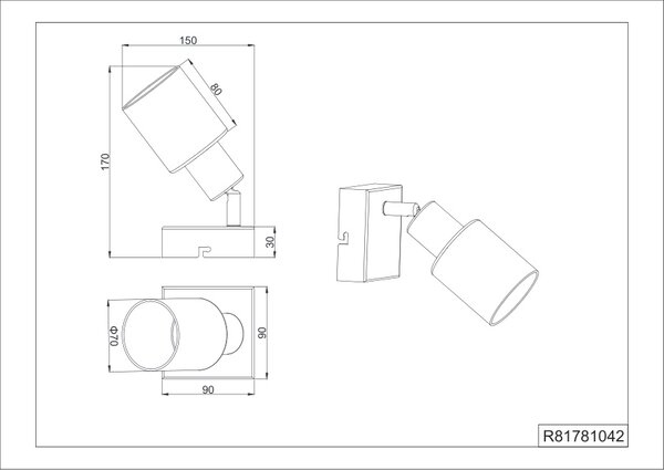 Φωτιστικό Σποτ Reality Lighting -RL CADIZ R81781042 Ανθρακί (Anthracite)