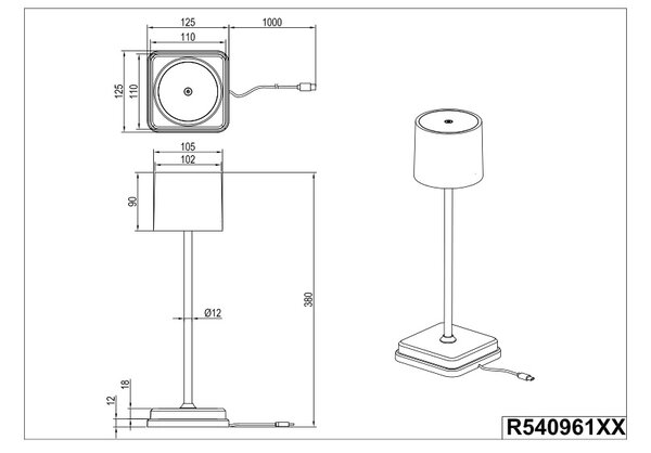 Φωτιστικό Επιτραπέζιο Reality Lighting -RL FERNANDEZ R54096177 Γκρι (Grey) 2700+4000+6000K
