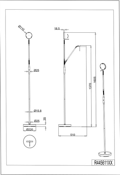Φωτιστικό Επιδαπέδιο Reality Lighting -RL MORENO R44561132 Μαύρο Ματ (Black Mat) 2700+4000+6000K