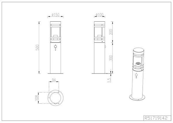 Φωτιστικό Κολόνα/Κολωνάκι Reality Lighting -RL PALOMA R51719142 Ανθρακί (Anthracite)