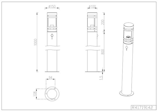 Φωτιστικό Κολόνα/Κολωνάκι Reality Lighting -RL PALOMA R41719142 Ανθρακί (Anthracite)