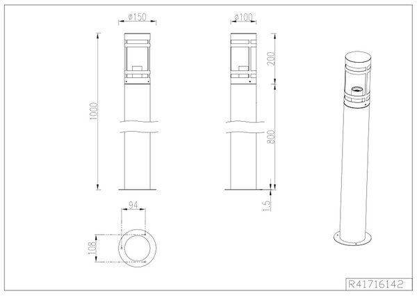 Φωτιστικό Κολόνα/Κολωνάκι Reality Lighting -RL PALOMA R41716142 Ανθρακί (Anthracite)