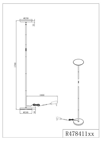 Φωτιστικό Επιδαπέδιο Reality Lighting -RL SPECTER R47841132 Μαύρο Ματ (Black Mat) 2700+4000+6500K