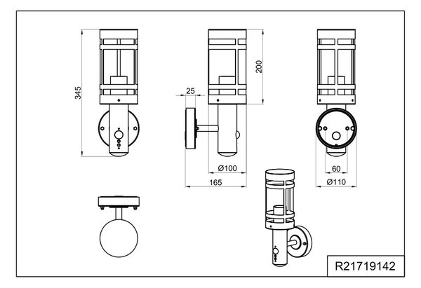 Φωτιστικό Επίτοιχο Reality Lighting -RL PALOMA R21719142 Ανθρακί (Anthracite)