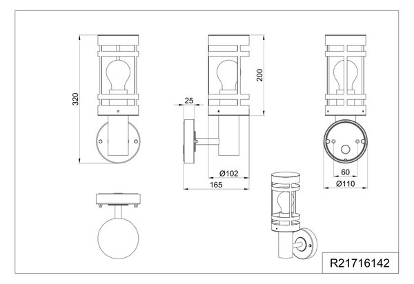 Φωτιστικό Επίτοιχο Reality Lighting -RL PALOMA R21716142 Ανθρακί (Anthracite)
