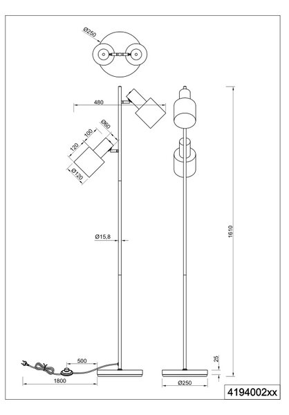 Φωτιστικό Επιδαπέδιο Trio Lighting AGUDO 419400217 Πολύχρωμο (Multicolor)