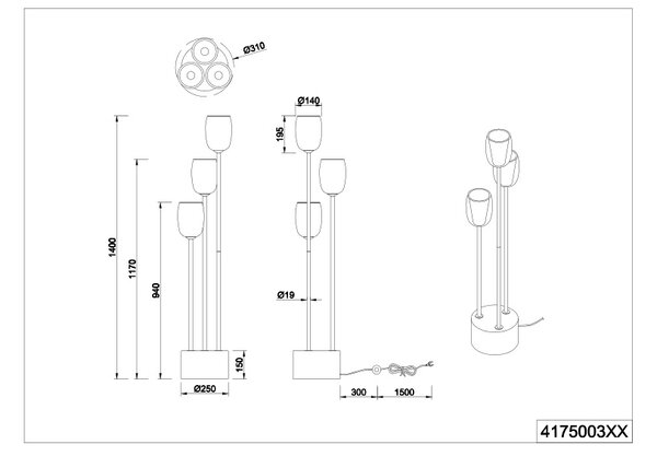 Φωτιστικό Επιδαπέδιο Trio Lighting BARRET 417500306 Χρώμιο (Chrome)