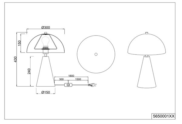 Φωτιστικό Επιτραπέζιο Trio Lighting ALFIE 565000132 Μαύρο Ματ (Black Mat)