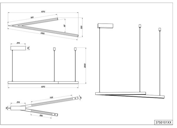 Φωτιστικό Κρεμαστό Cinque CICANTO 375010132 Μαύρο Ματ (Black Mat) 2000 - 4000K